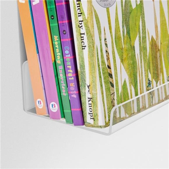 4 Pack  Clear Acrylic Shelves Wall Storage Floating Shelves Wall Mounted Kids - Picture 5 of 6